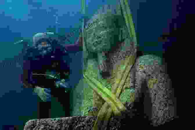 A Diver Exploring A Sunken City Underwater, With Ancient Ruins And Artifacts Visible MYSTERY OF ATLANTIS CARLOS ENRIQUE URIBE LOZADA