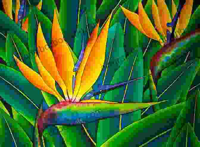A Series Of Step By Step Photographs Demonstrating The Process Of Painting A Bird Of Paradise Flower, From Sketching The Basic Form To Adding Details And Creating A Sense Of Depth. A B C Of Acrylic Painting Bird Of Paradise